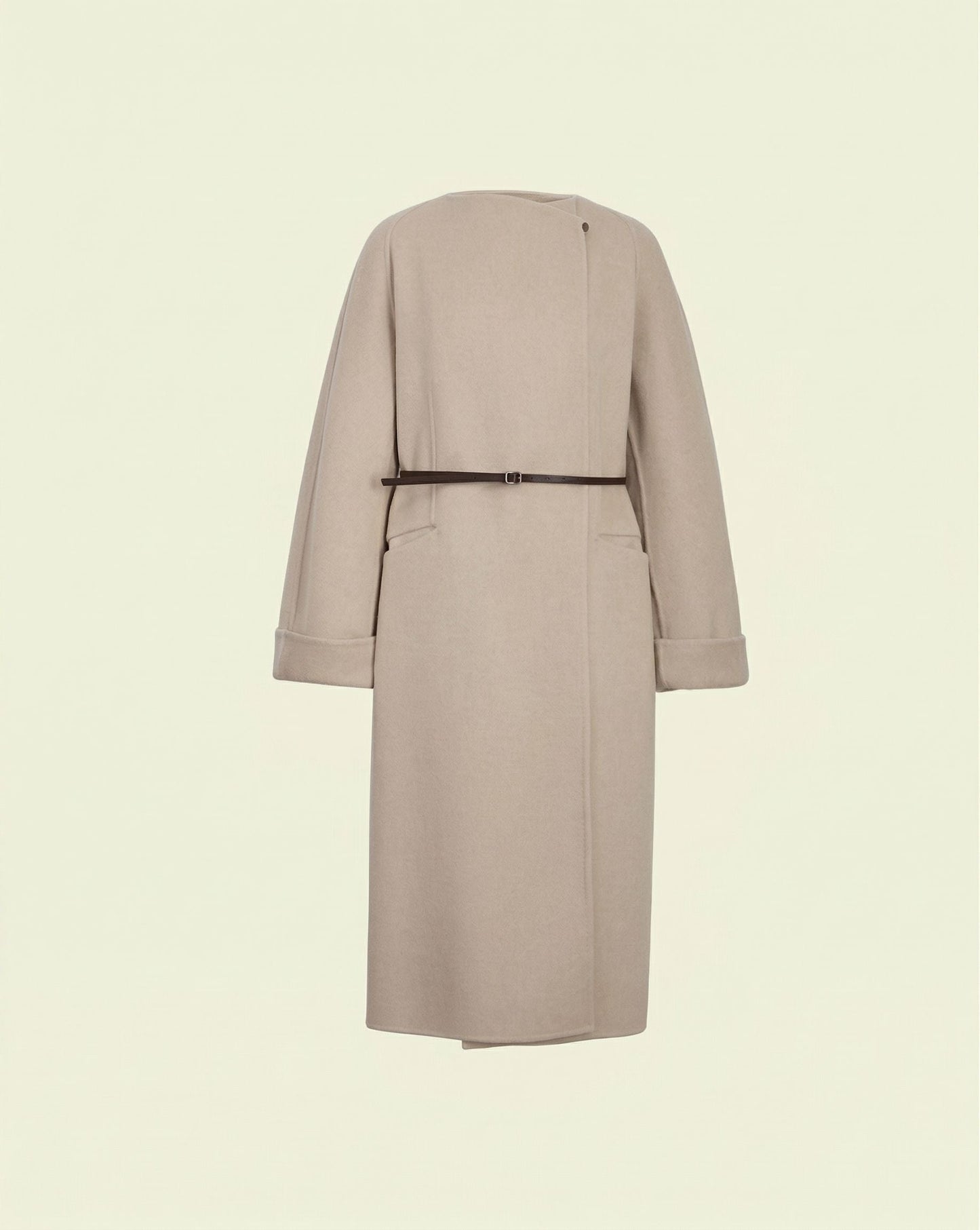 Heloise Wrap Coat - Almond Khaki