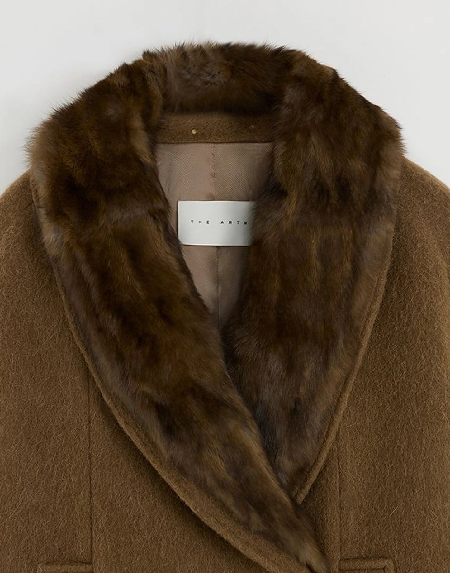 Camille | Alpaca Wool Shawl-Collar Coat | Double-Breasted Belted Short Coat with Detachable Fur Collar