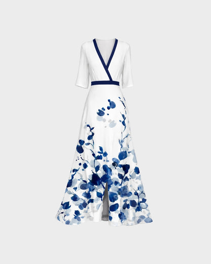 Pilar Deep V-Neck Elegant Long Maxi Dress
