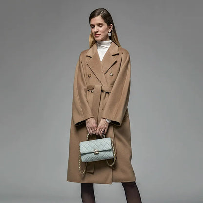 Carol Double-Breasted Wool Coat - Camel Long