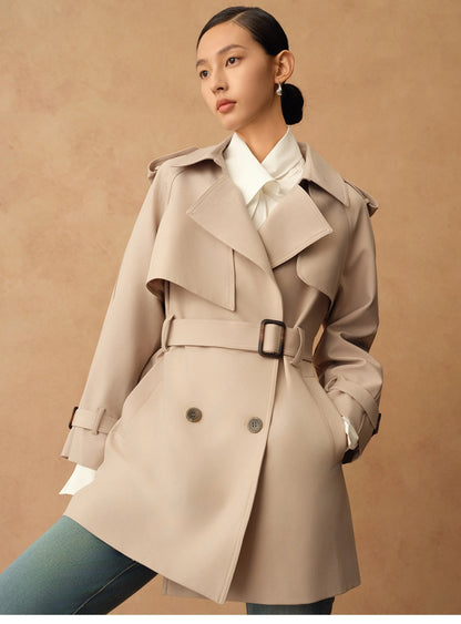 Marguerite Mid-Length Belted Trench Coat - Beige