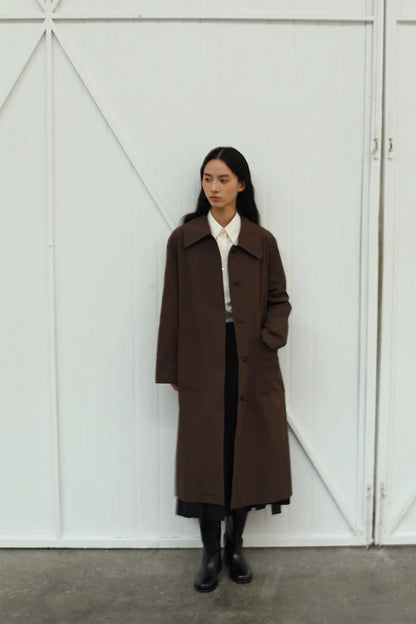 Laure Belted Long Coat - Brown