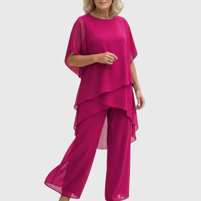 Lavinia | Draping Asymmetric Top & Palazzo Pants Set