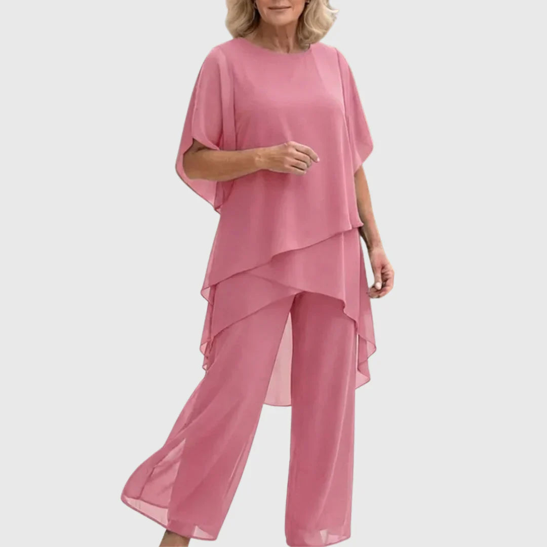 Lavinia | Draping Asymmetric Top & Palazzo Pants Set