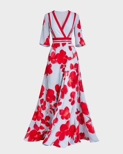 Pilar Deep V-Neck Elegant Long Maxi Dress