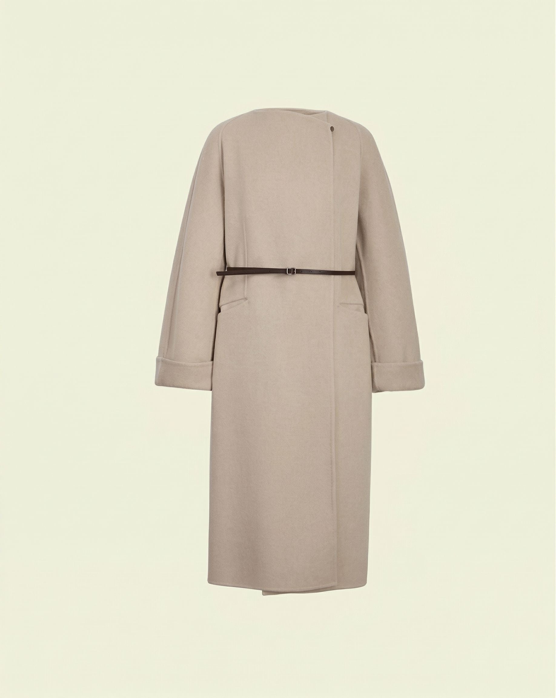 Heloise Wrap Coat - Almond Khaki