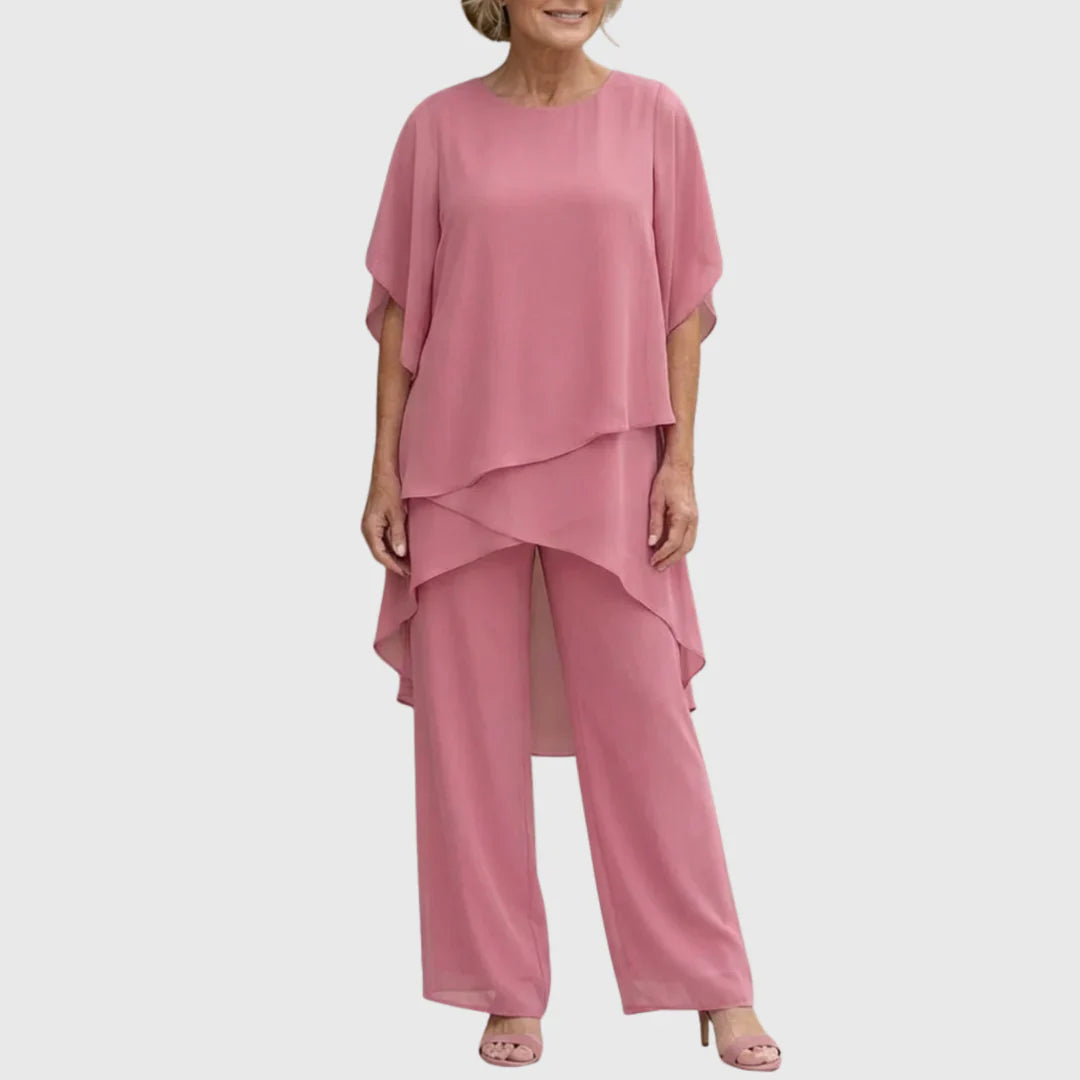 Lavinia | Draping Asymmetric Top & Palazzo Pants Set