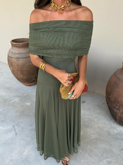 Toledo Asymmetric One-Shoulder Flowy Midi Dress