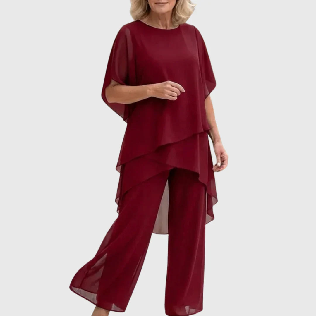 Lavinia | Draping Asymmetric Top & Palazzo Pants Set