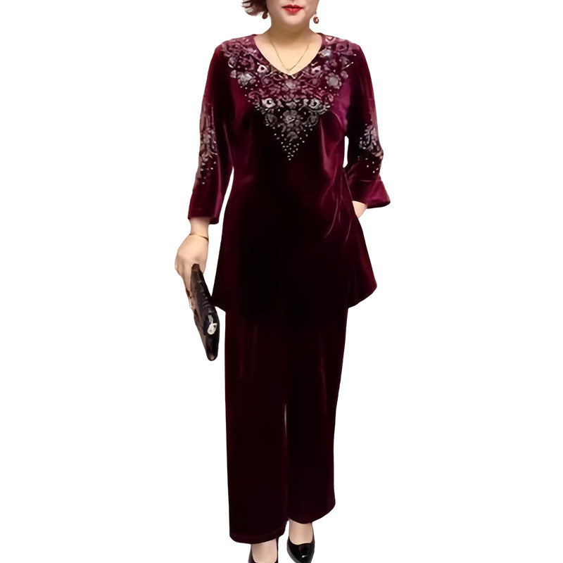 Elvire Velvet Set - Bordeaux