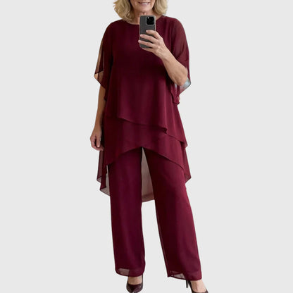 Lavinia | Draping Asymmetric Top & Palazzo Pants Set