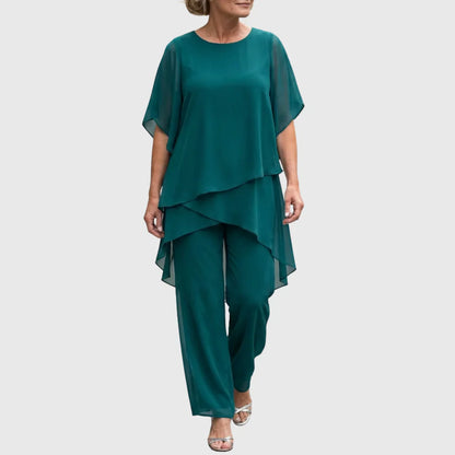 Lavinia | Draping Asymmetric Top & Palazzo Pants Set