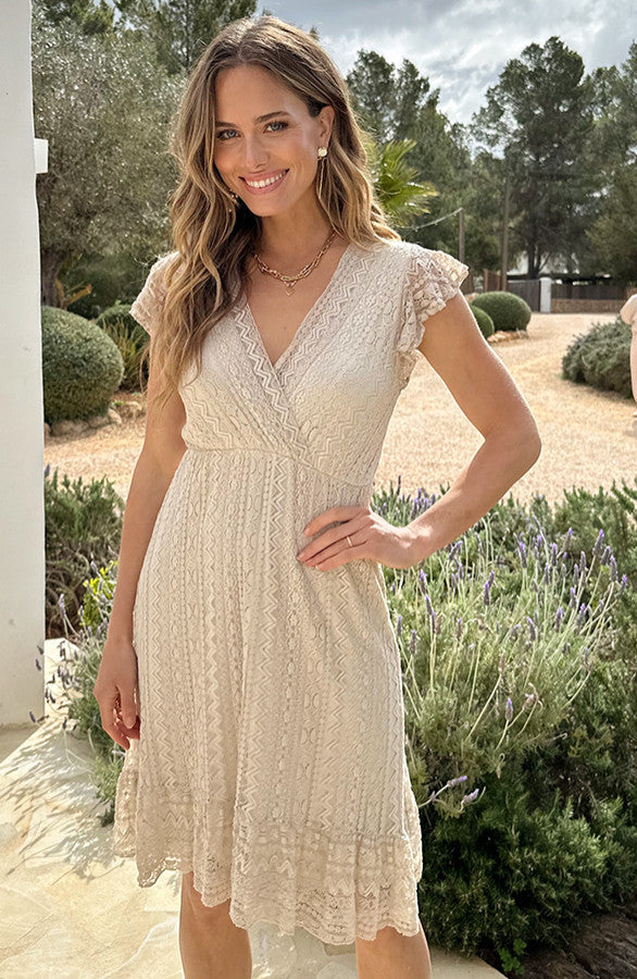 Bohemian Lace Beige Dress - Detail