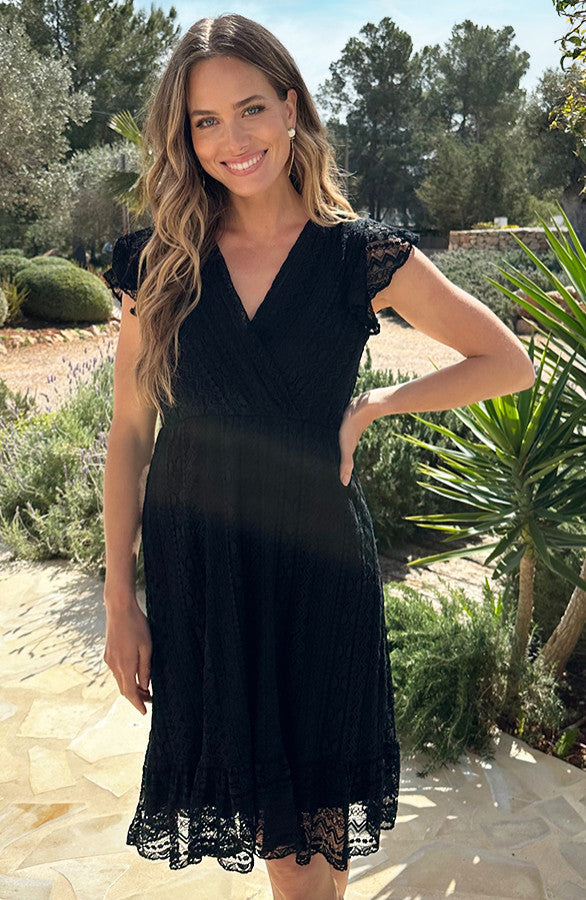 Bohemian Lace Black Midi Dress - Style 5