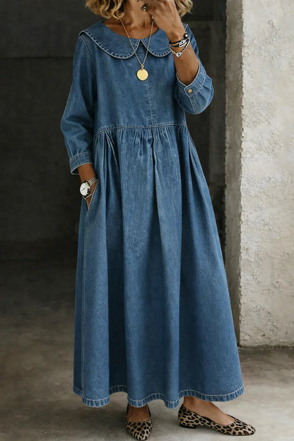 Thea | Peter Pan Collar Relaxed Denim Dress