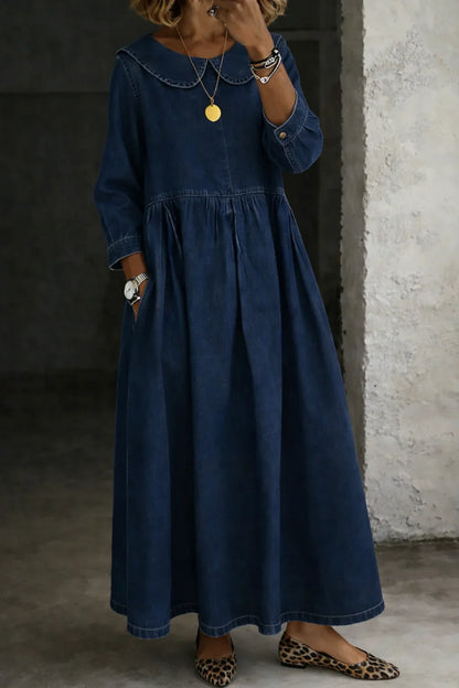Thea | Peter Pan Collar Relaxed Denim Dress