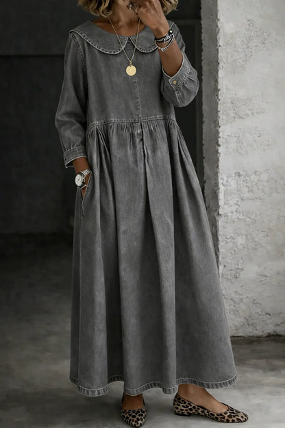 Thea | Peter Pan Collar Relaxed Denim Dress