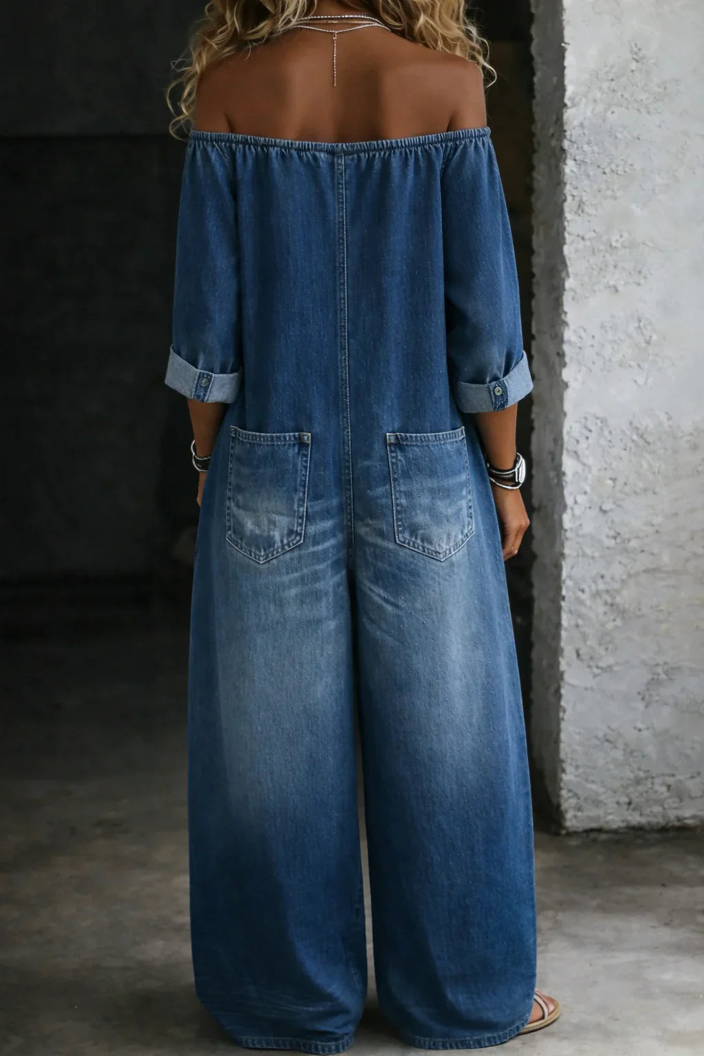 Elspeth | Long Sleeve Round Neck Denim Dress