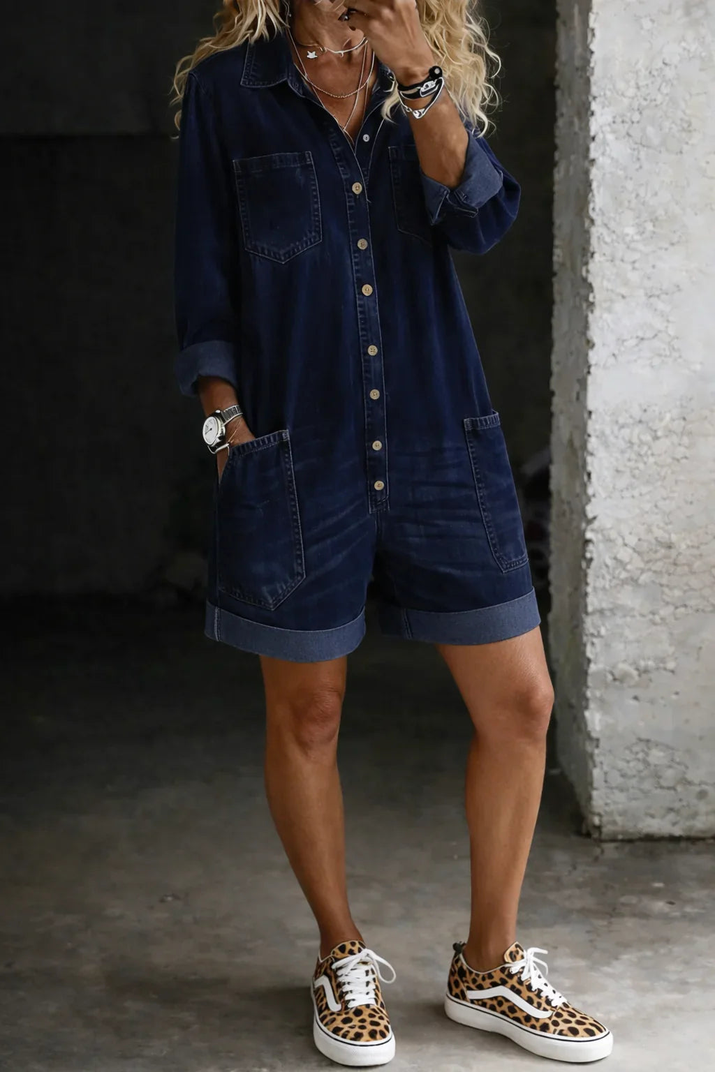 Calista | Casual Short Denim Jumpsuit