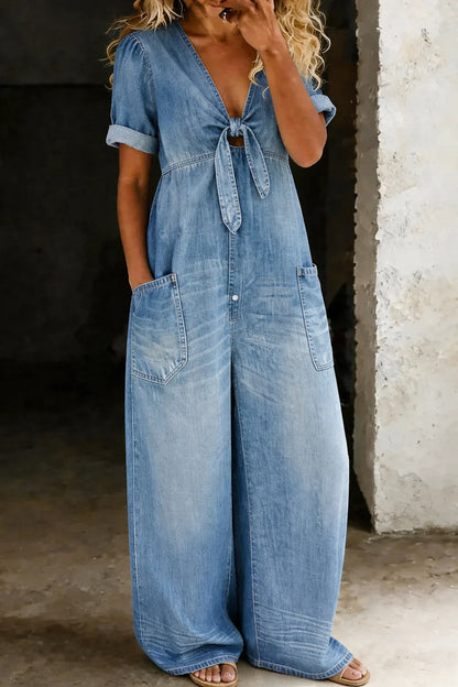 Rosalind | V-Neck Short Sleeve Jumpsuit
