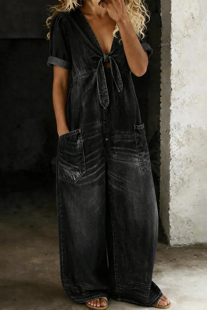 Rosalind | V-Neck Short Sleeve Jumpsuit