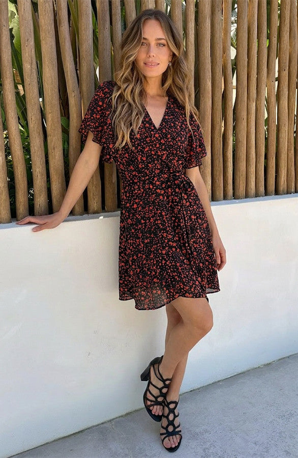 Essential Rose Floral Print Midi Dress - Back View