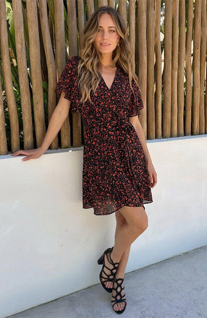 Essential Rose Floral Print Midi Dress - Back View