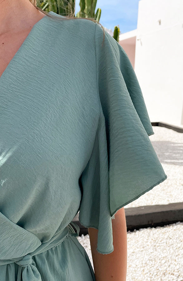 Florence Mint V-Neck Midi Dress - Style 5