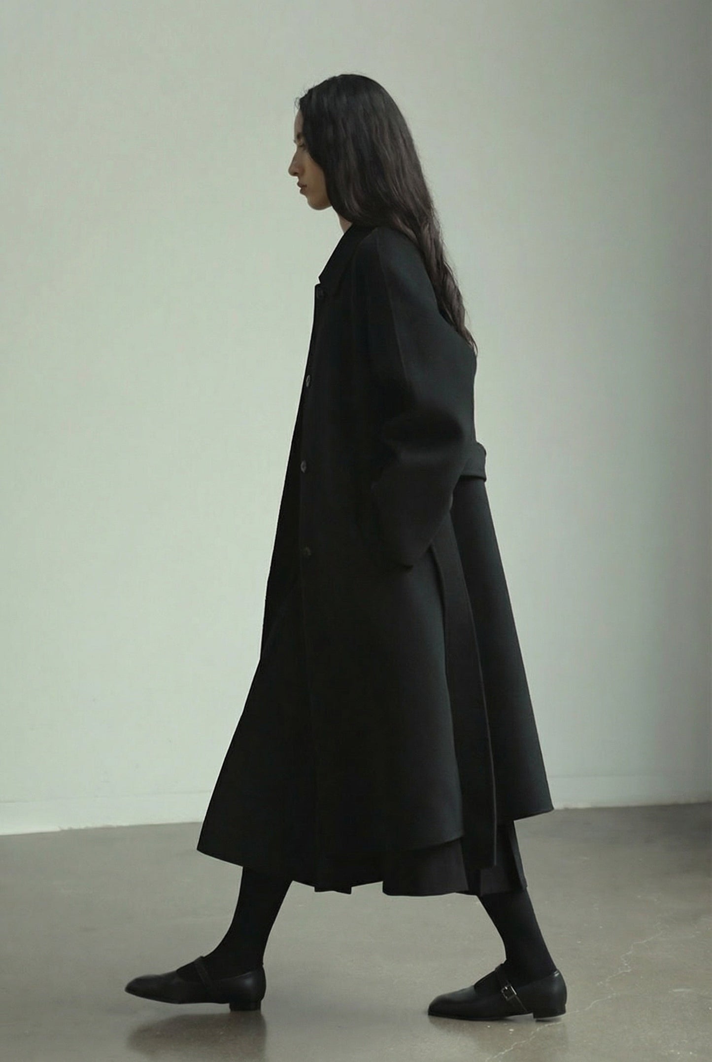 Chloe Belted Collar Coat - Black