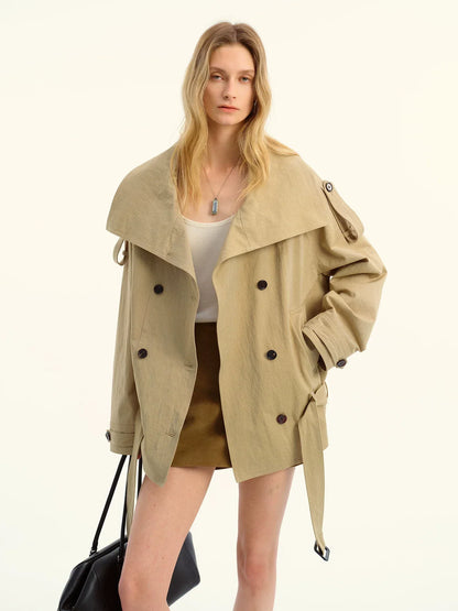 Noelle High-Collar Trench Jacket - Side