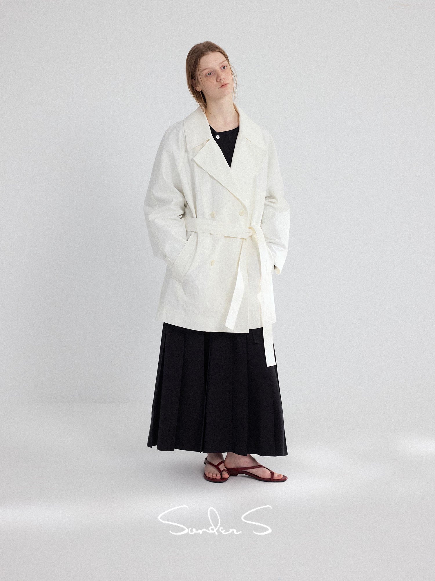 Renee Textured Trench Coat - Side