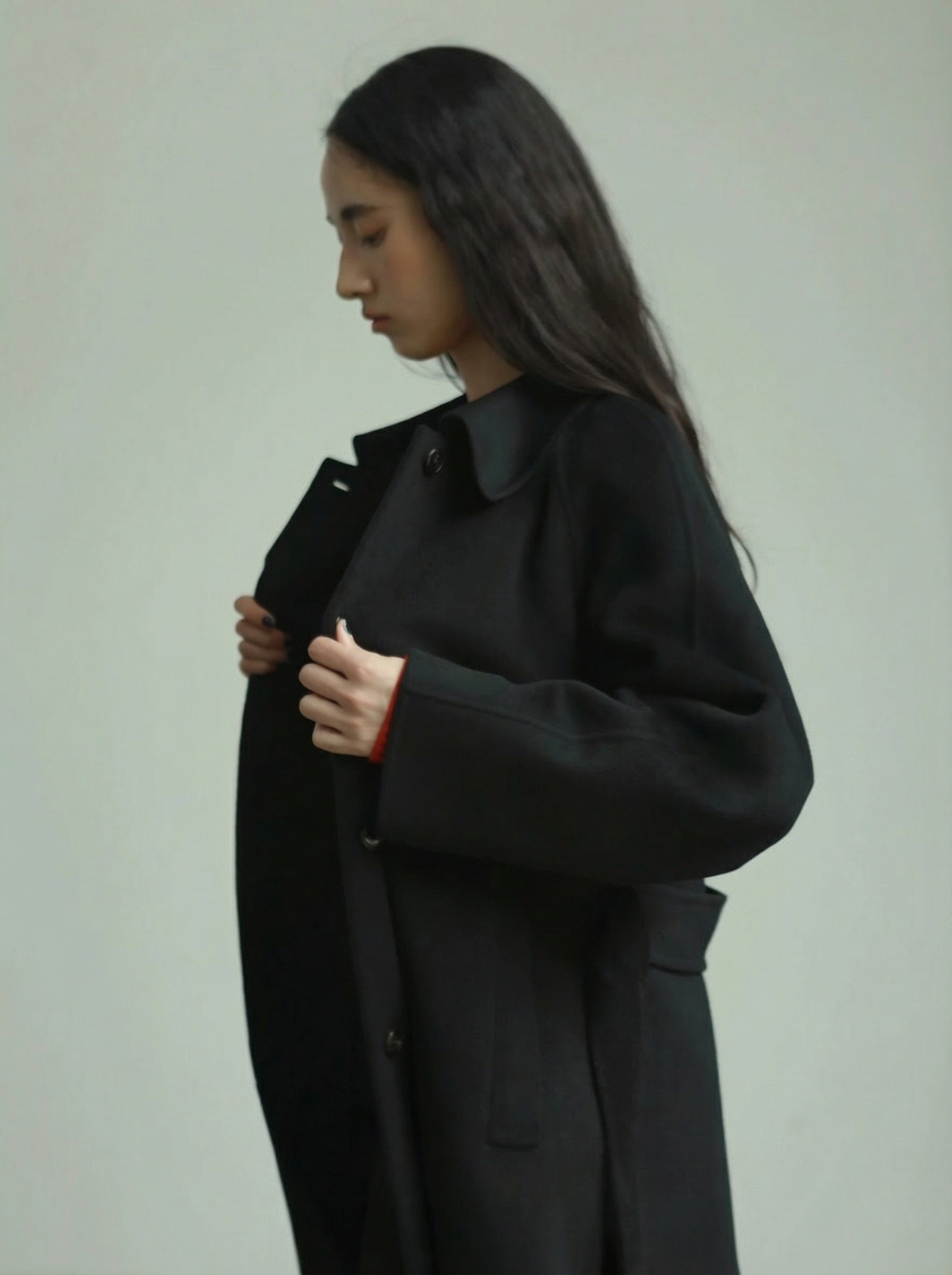Chloe Belted Collar Coat - Black