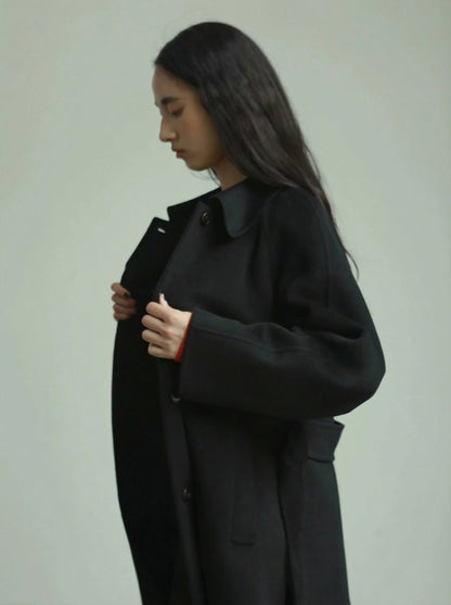 Chloe Belted Collar Coat - Black