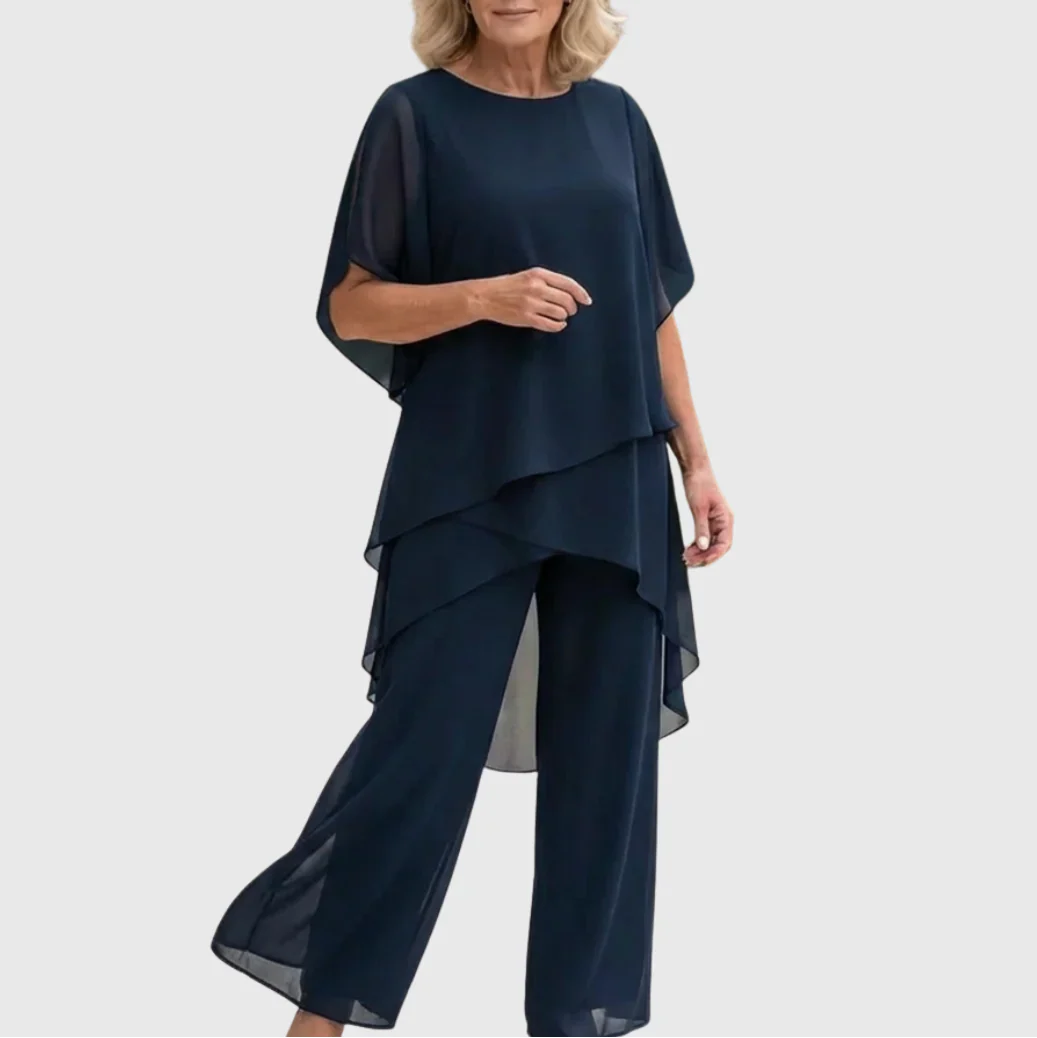 Lavinia | Draping Asymmetric Top & Palazzo Pants Set