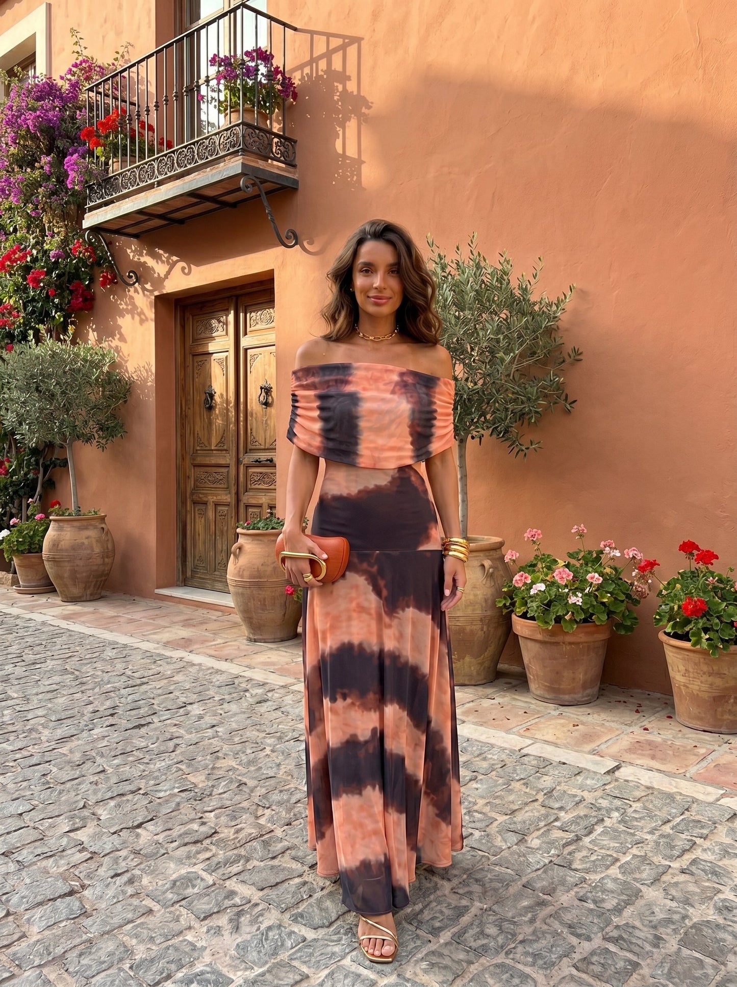 Toledo Printed One-Shoulder Flowy Midi Dress