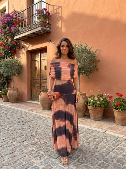 Toledo Printed One-Shoulder Flowy Midi Dress