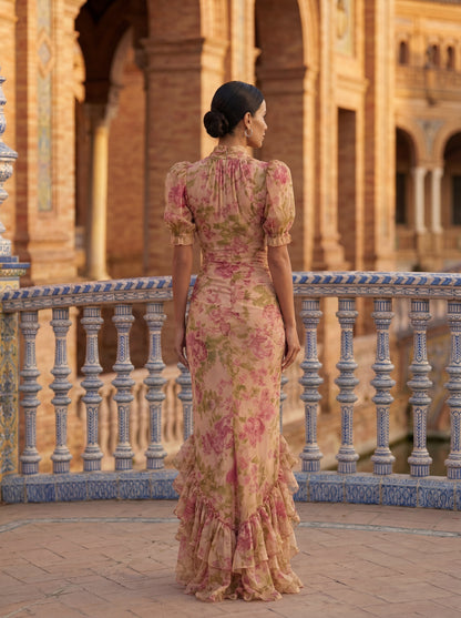 Rosario Elegant Layered Wrap Midi Dress