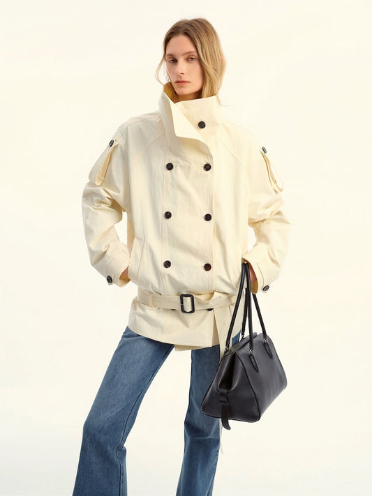 Noelle High-Collar Trench Jacket - Featured