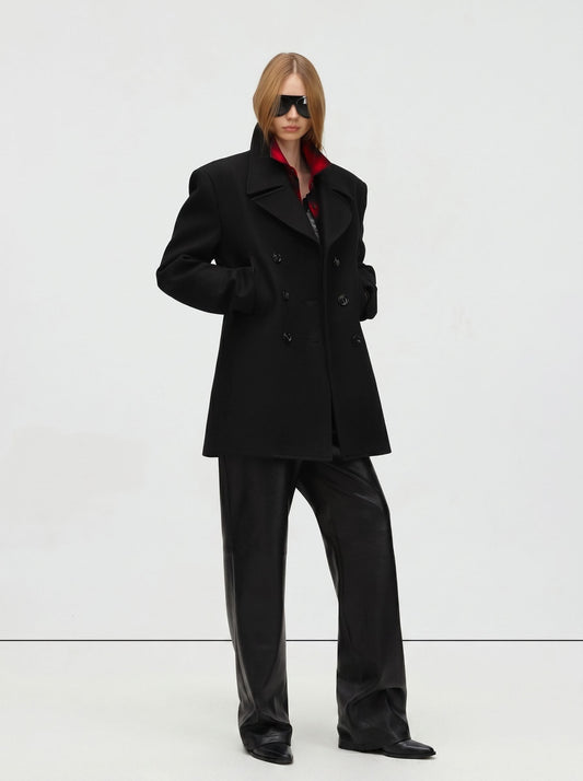 Victoria Double-Breasted Peacoat Black
