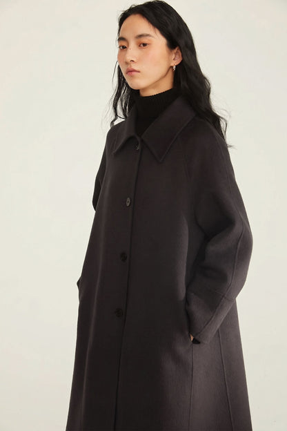 Beatrice Single-Breasted Long Coat Navy