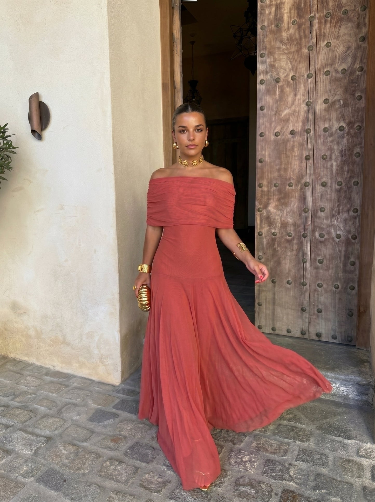 Toledo Asymmetric One-Shoulder Flowy Midi Dress