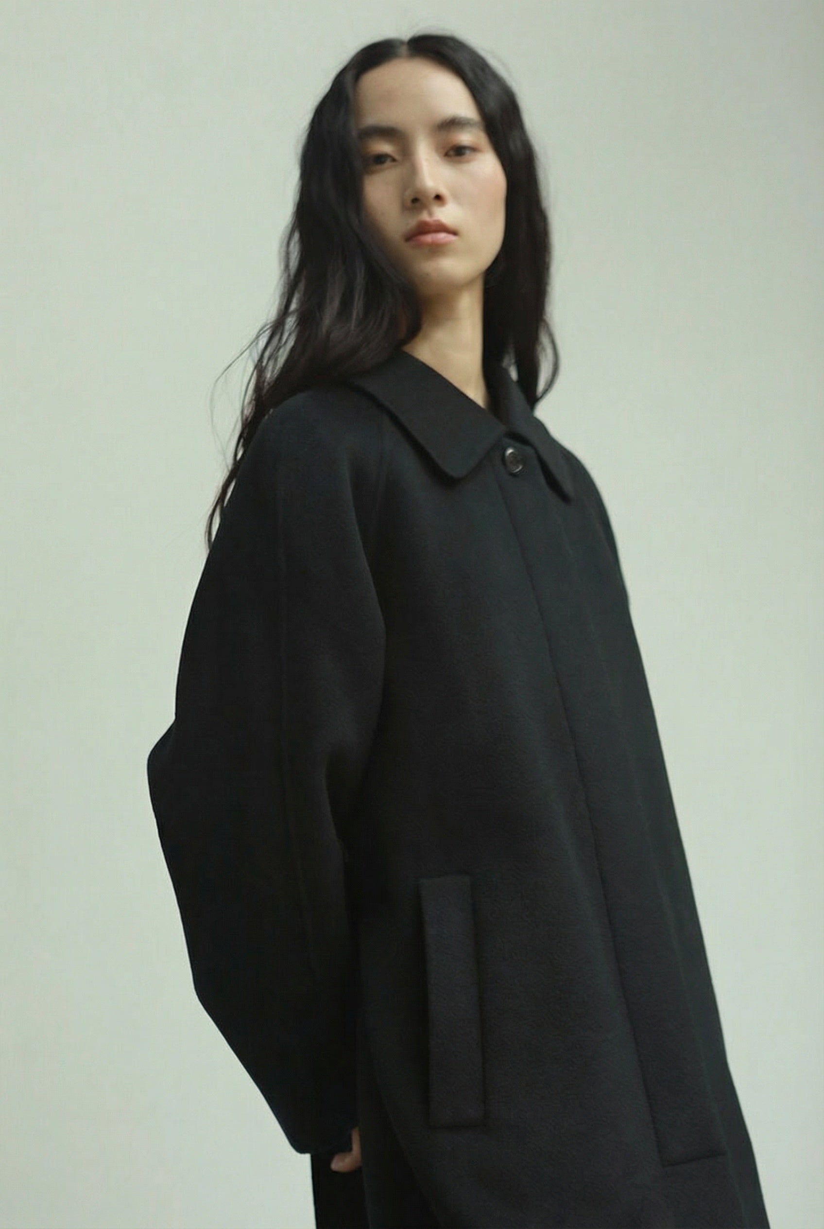 Chloe Belted Collar Coat - Black