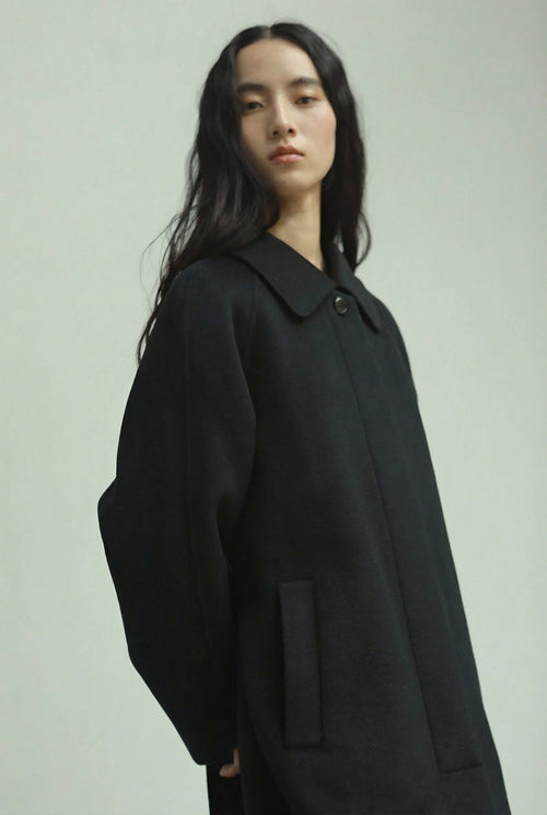 Chloe Belted Collar Coat - Black