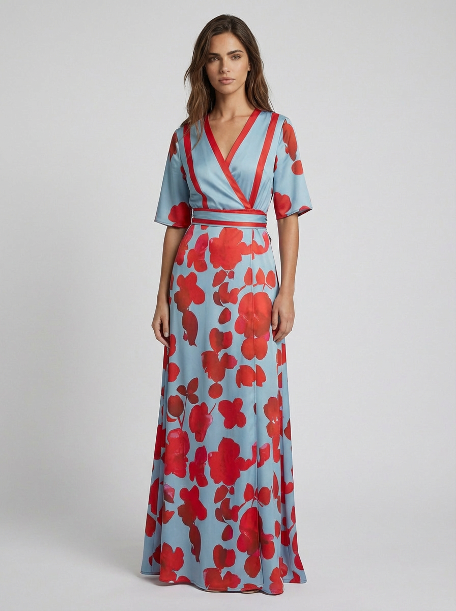 Pilar Deep V-Neck Elegant Long Maxi Dress