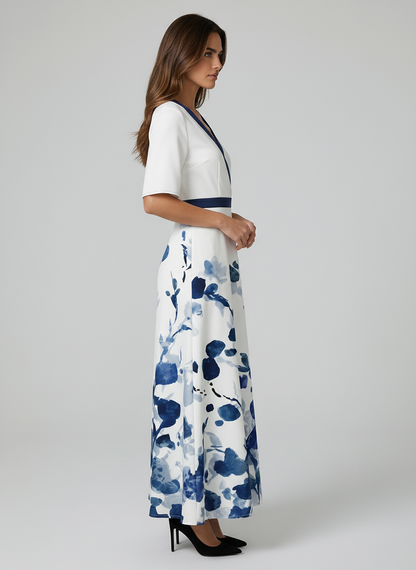 Pilar Deep V-Neck Elegant Long Maxi Dress