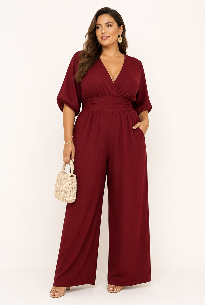 Daniela Jumpsuit - Bordeaux Plus Size