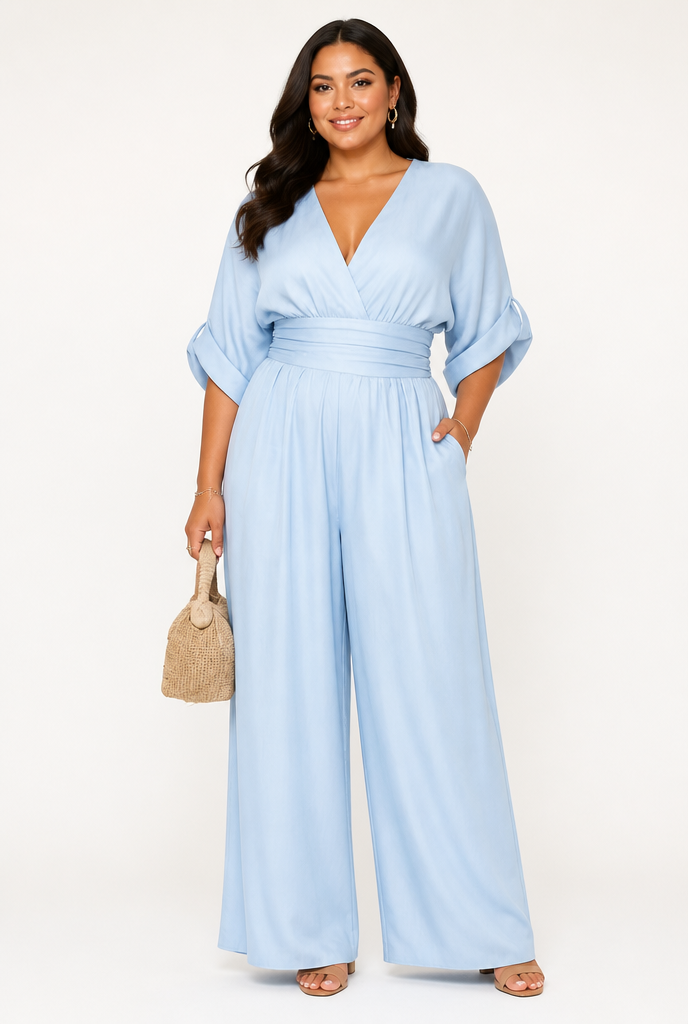 Daniela Jumpsuit - Light Blue Plus Size