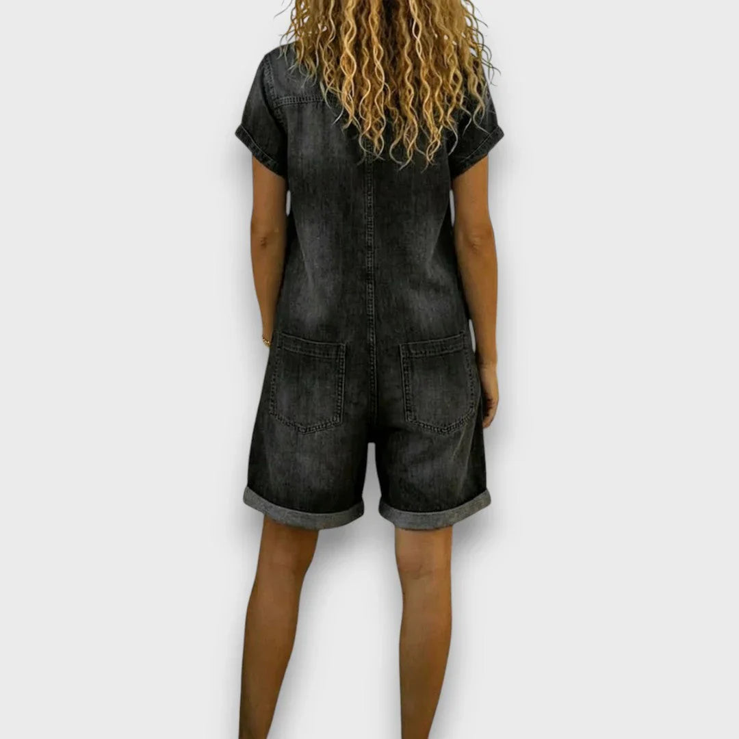 Ottoline | Vintage Cotton Denim-Look Wide-Leg Overall