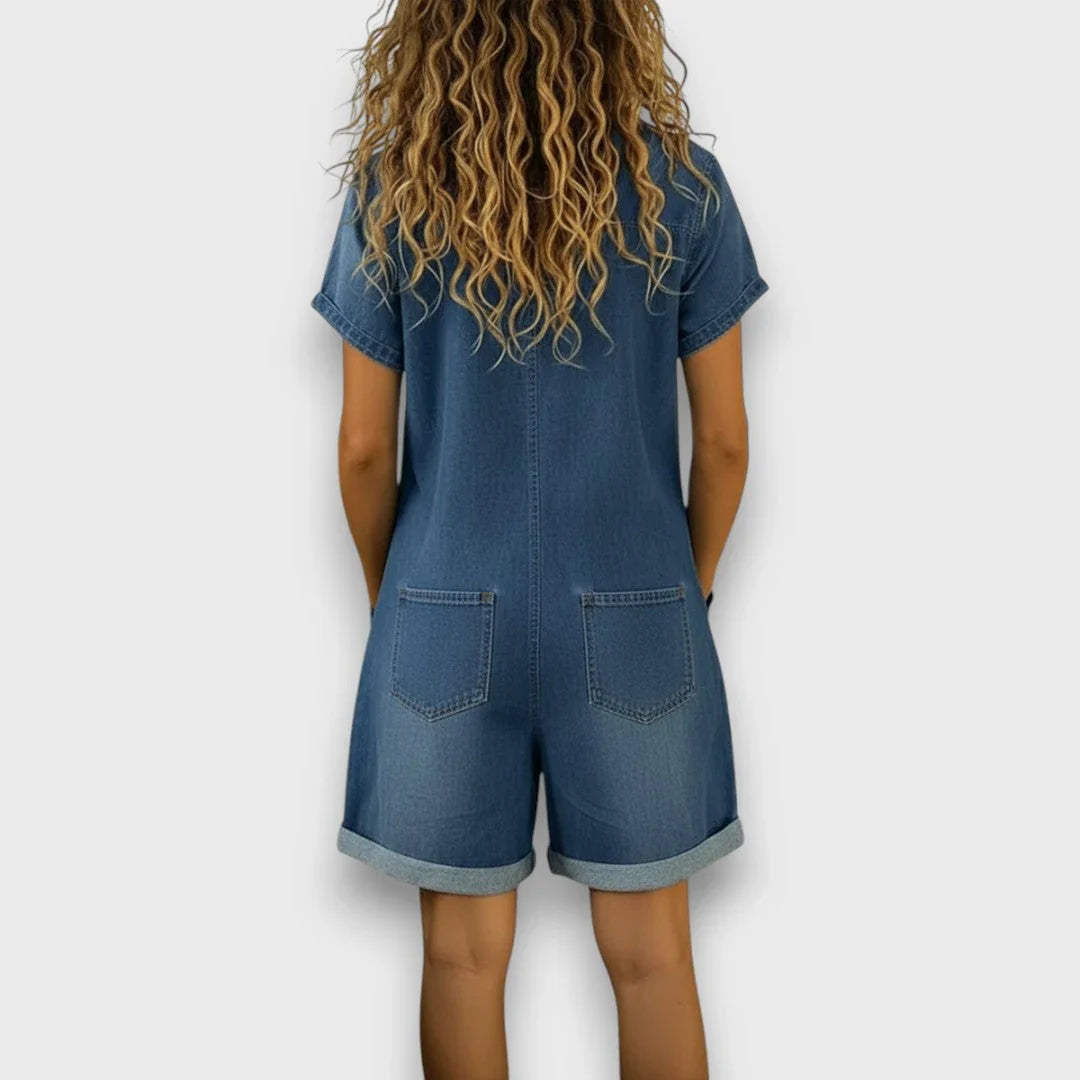 Ottoline | Vintage Cotton Denim-Look Wide-Leg Overall