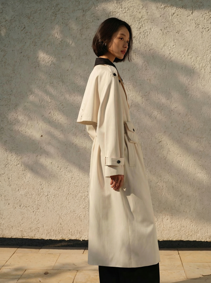 Claudette Contrast Collar Trench Coat - Back View
